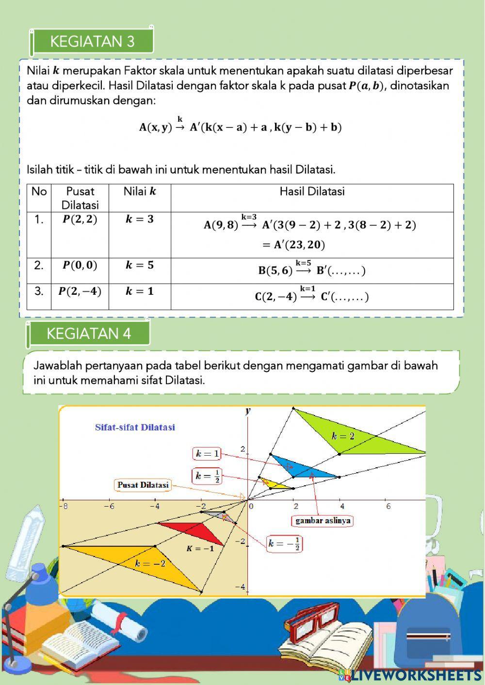 Lkpd transformasi geometri - dilatasi