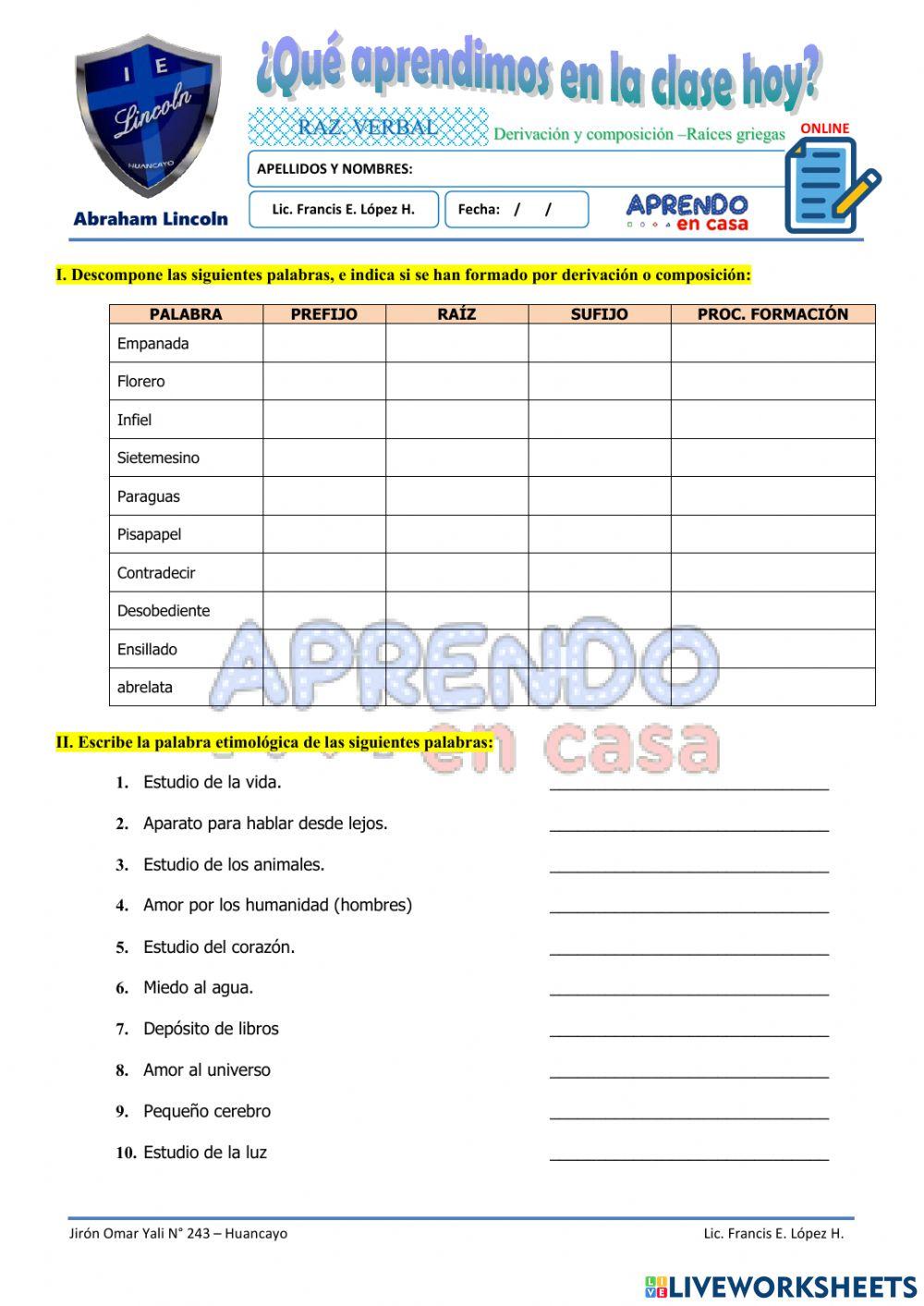 Pract. derivacion y composicion - raices griegas