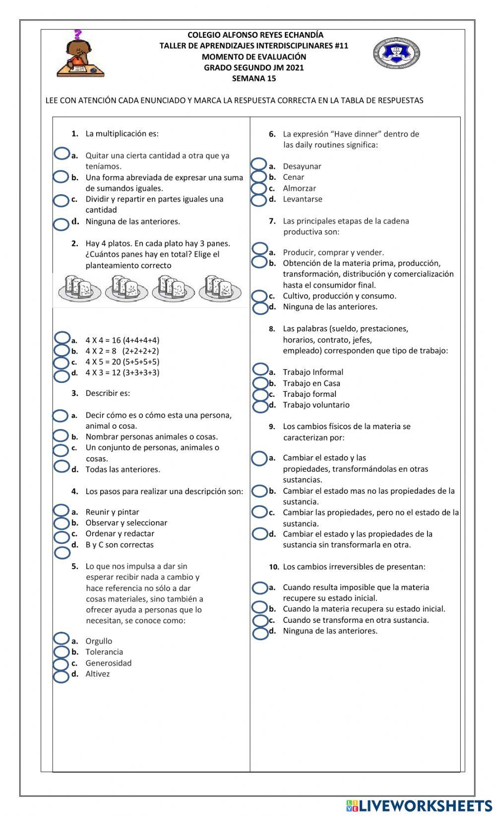 Evaluación de aprendizajes - 11