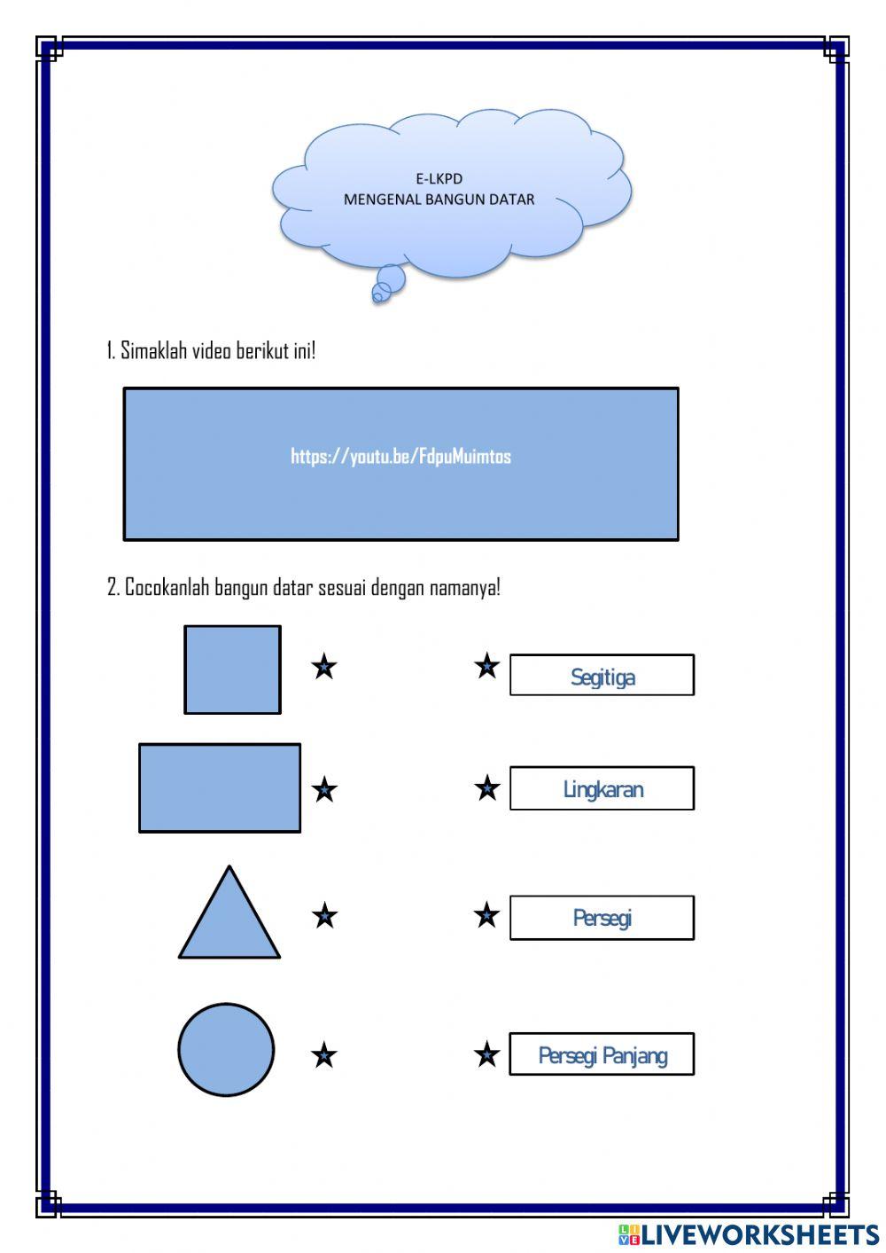 ELKPD mengenal bangun datar kelas 1 worksheet | Live Worksheets