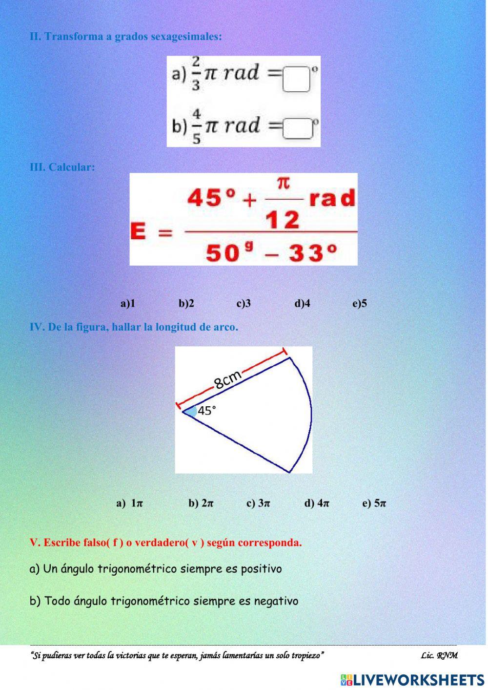 Examen de trigonometria