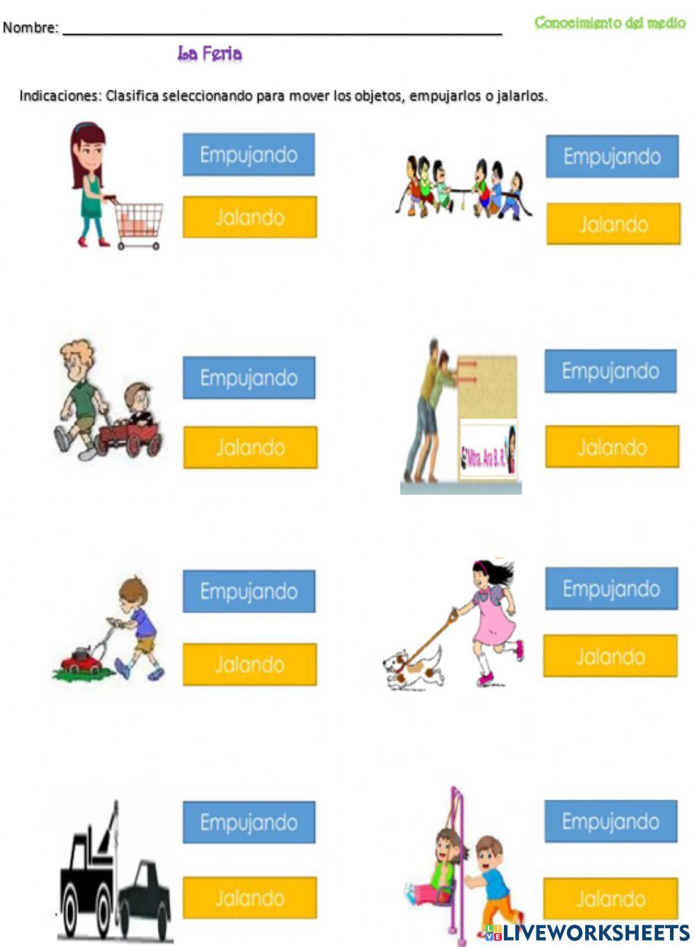 Objetos, empujar-jalar | B_R_Ara | Live Worksheets