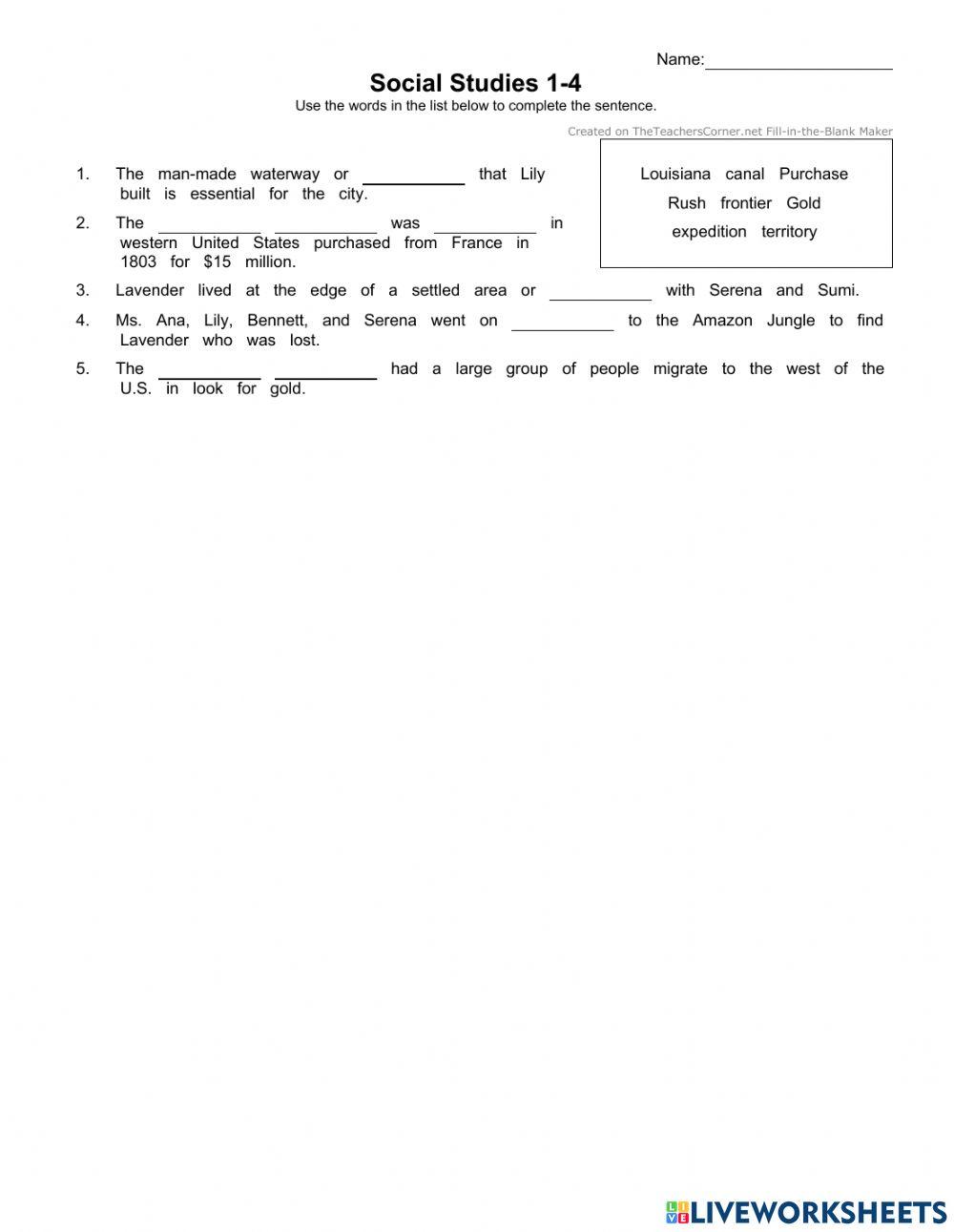 History 1-4 worksheet | Live Worksheets