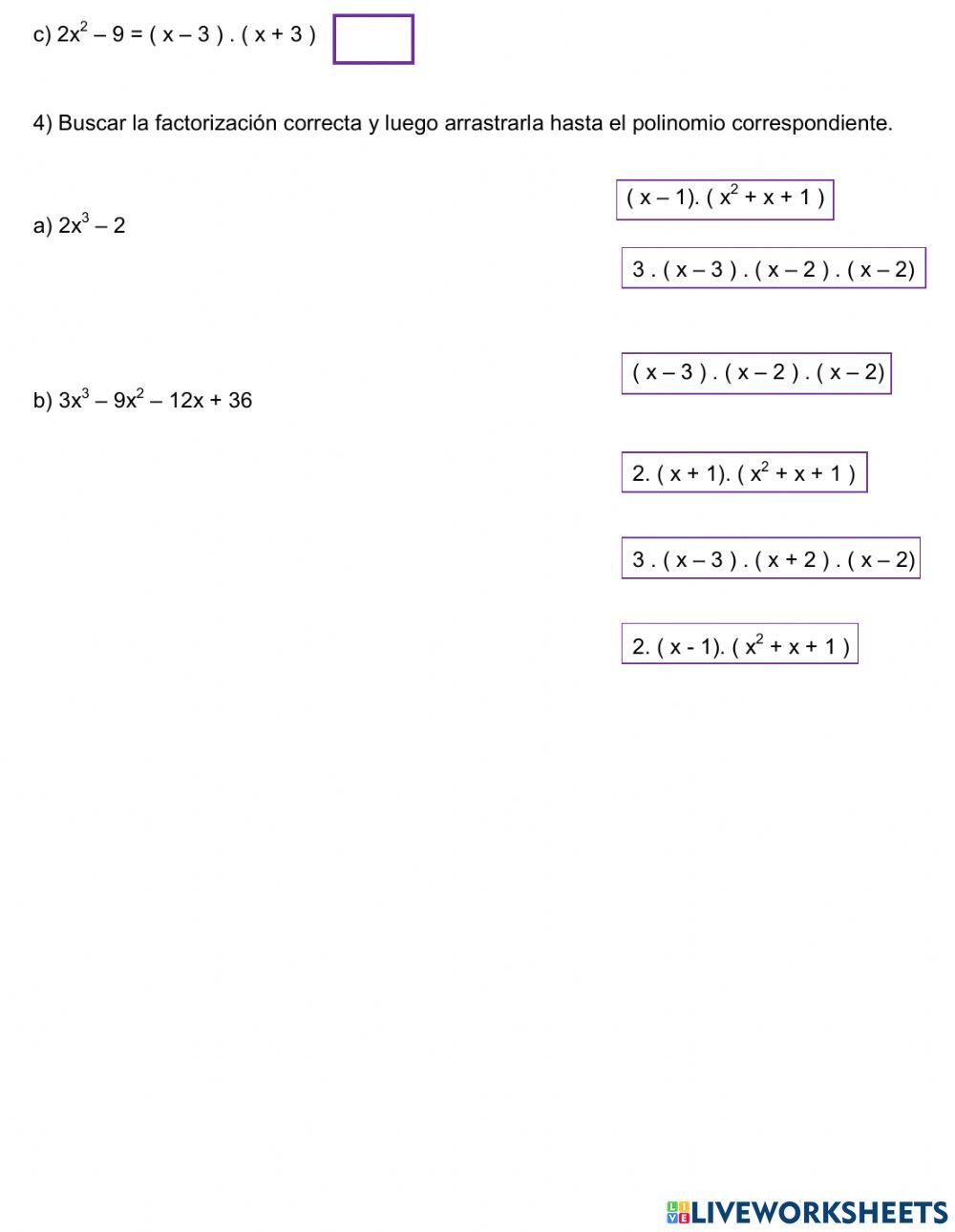Trabajo final factorización de polinomios