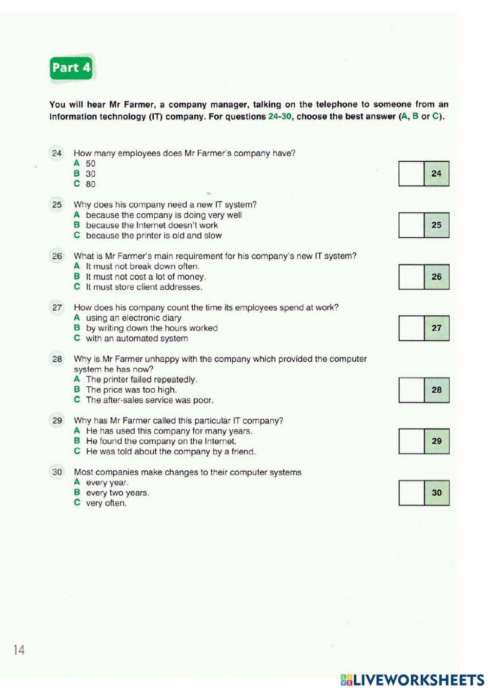 FCE Listening Test - 1, 2
