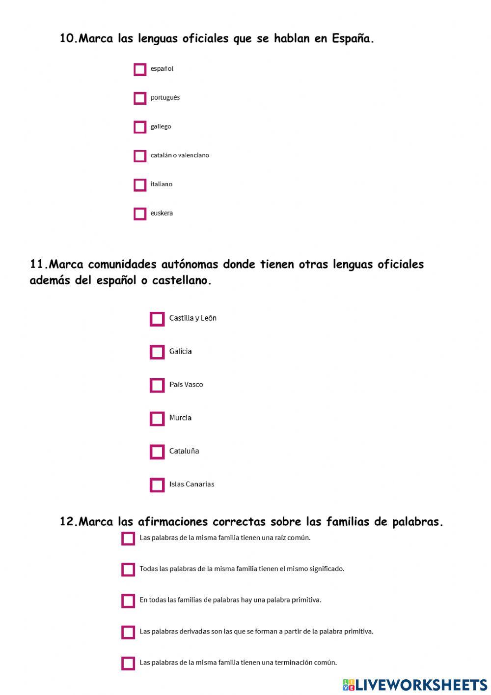 Repaso de lengua tema 11 y 12