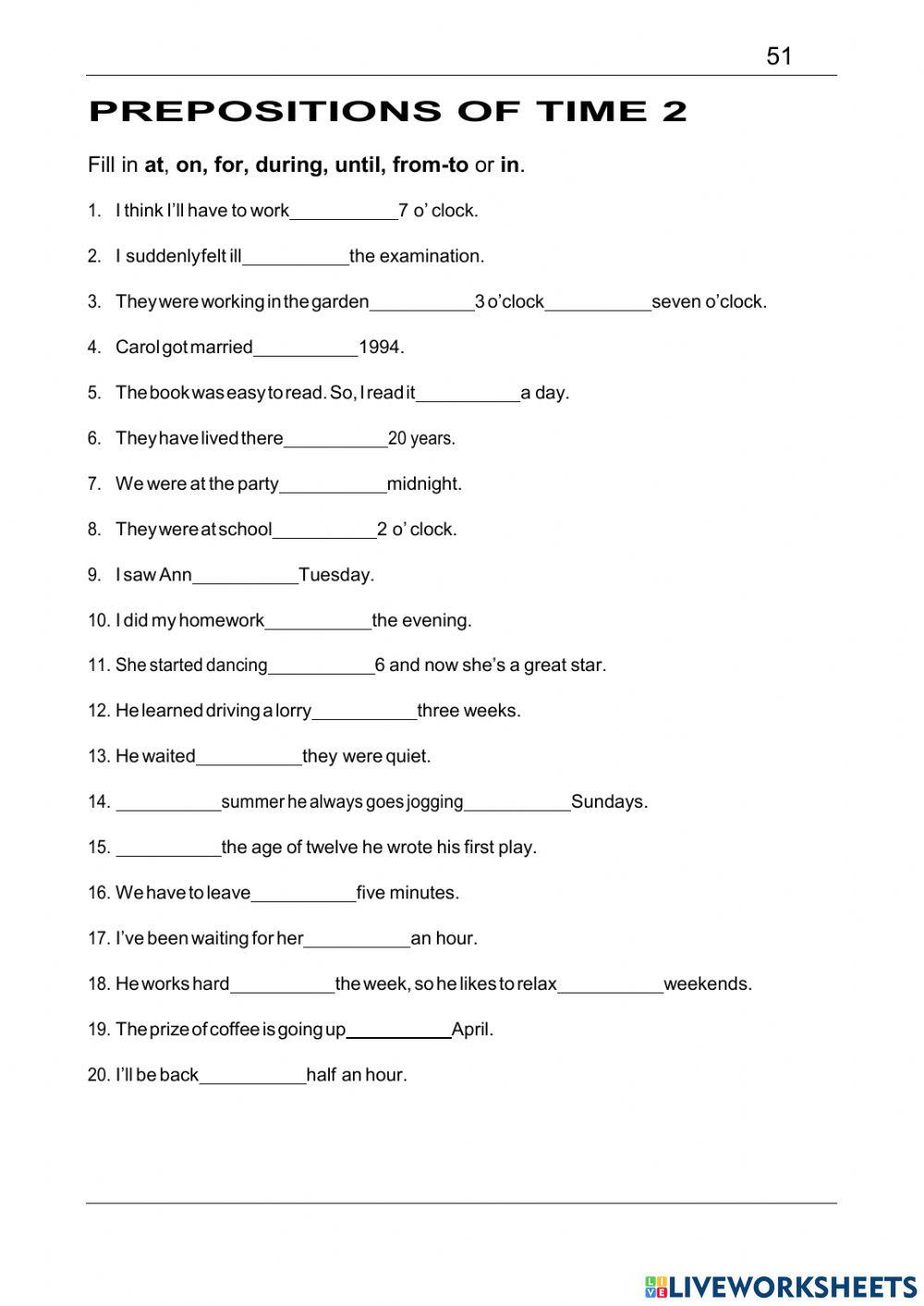 PREPOSITIONS OF TIME 2