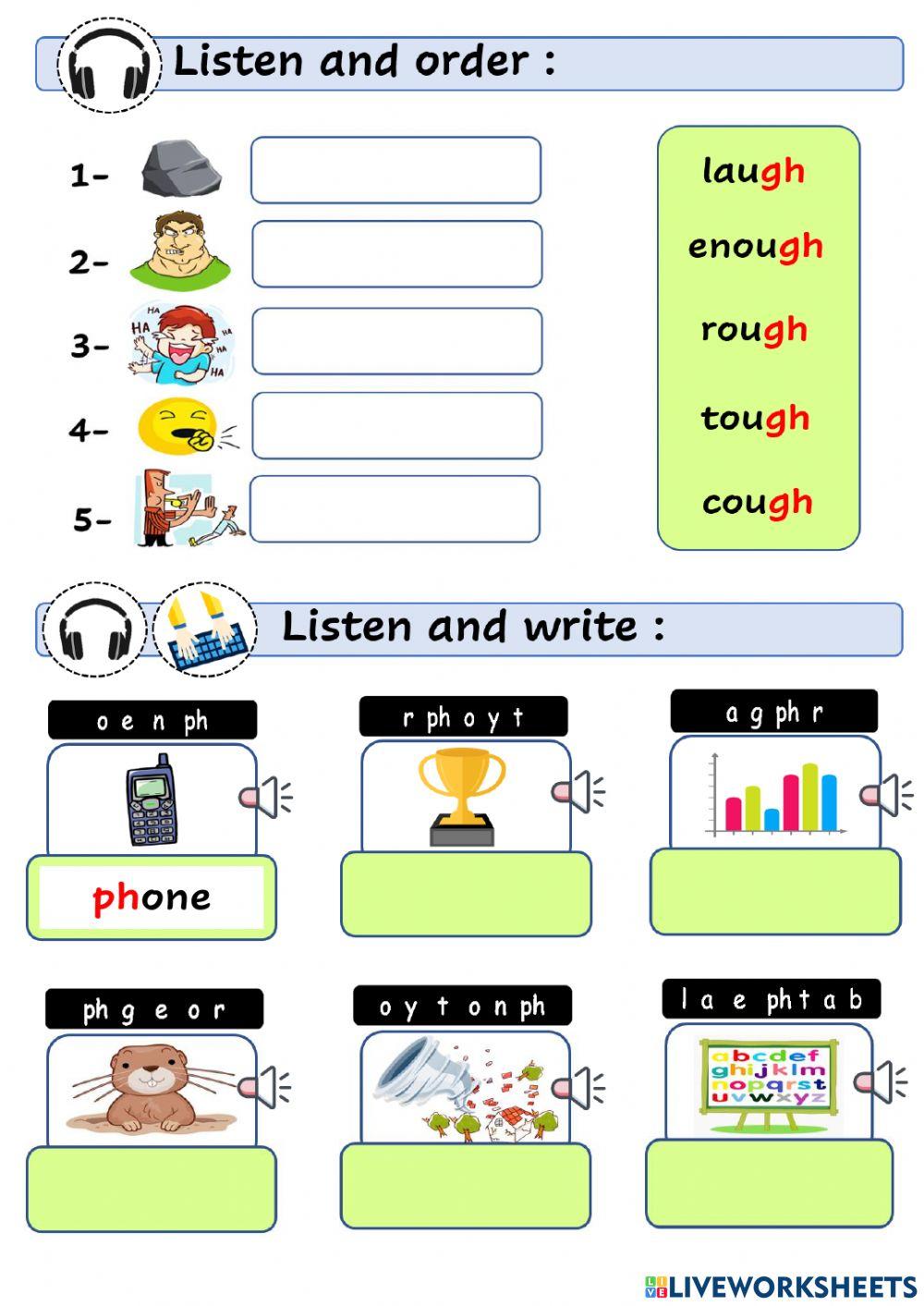 Listen and order-listen and write (PH L1)