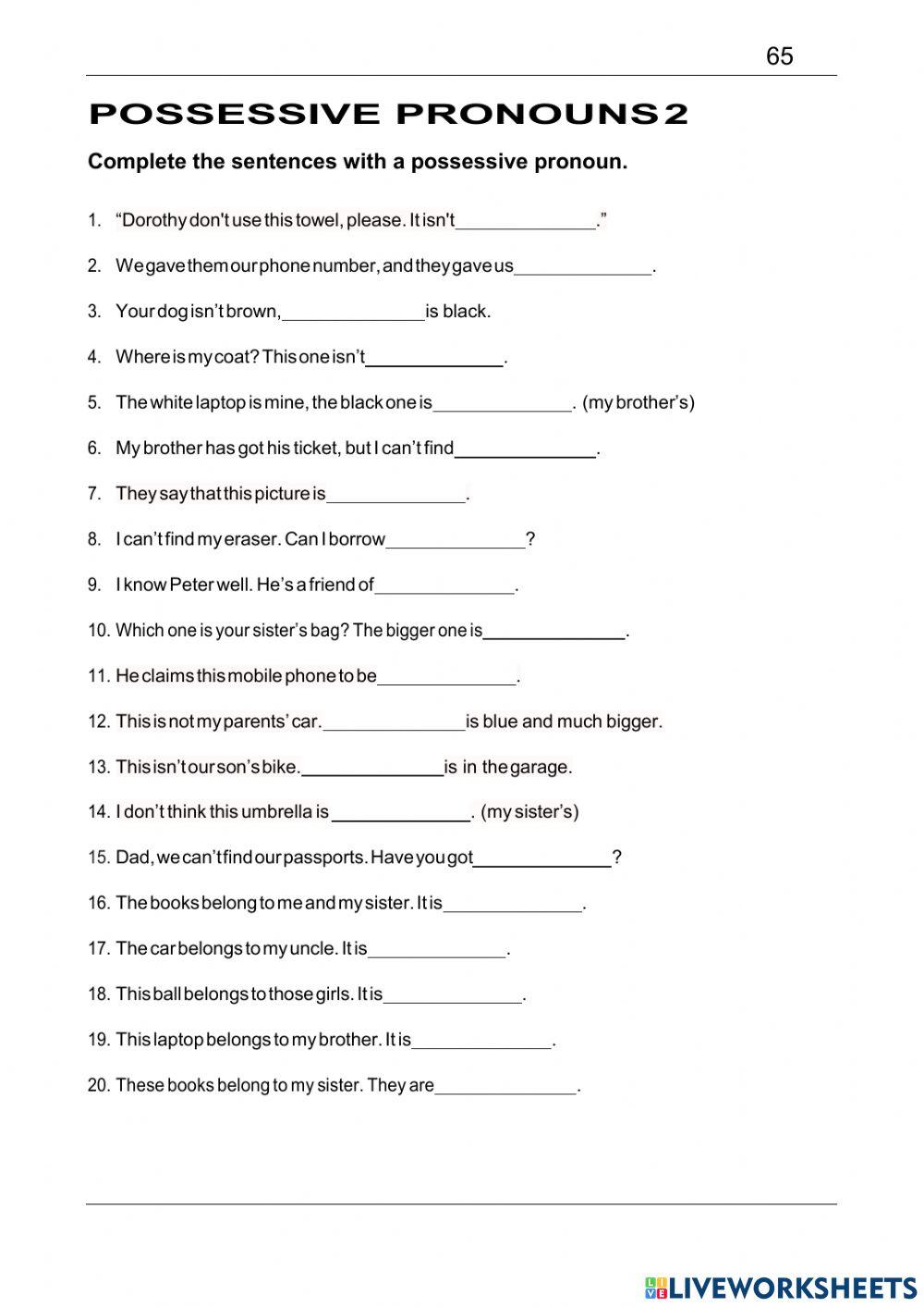 POSSESSIVE PRONOUNS 2