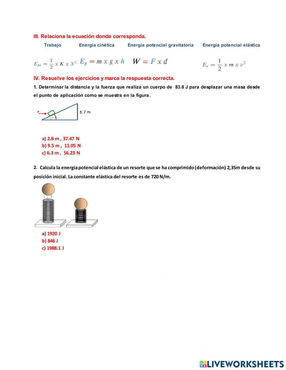 Trabajo mecánico y Energía
