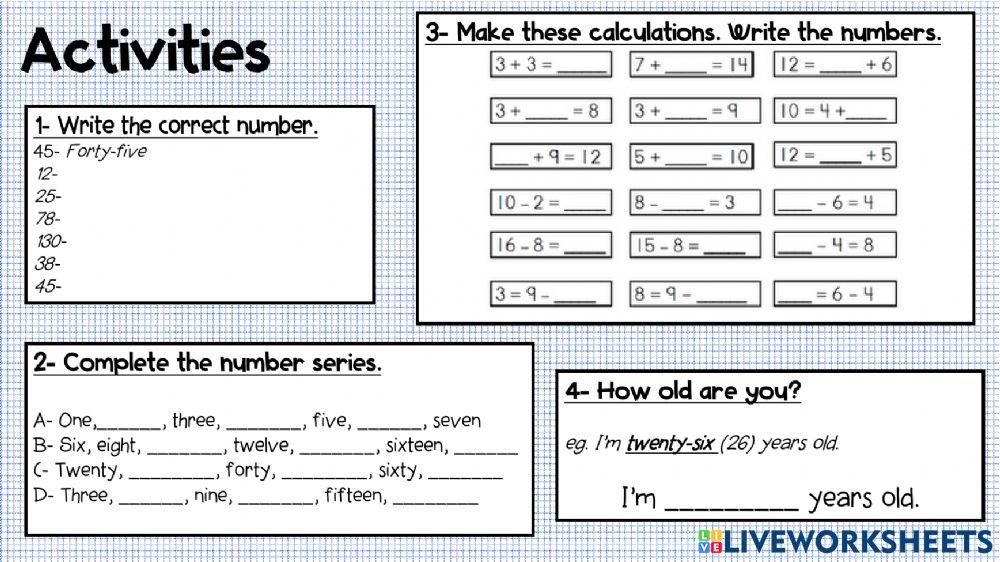 The numbers 1 100 interactive worksheet Live Worksheets