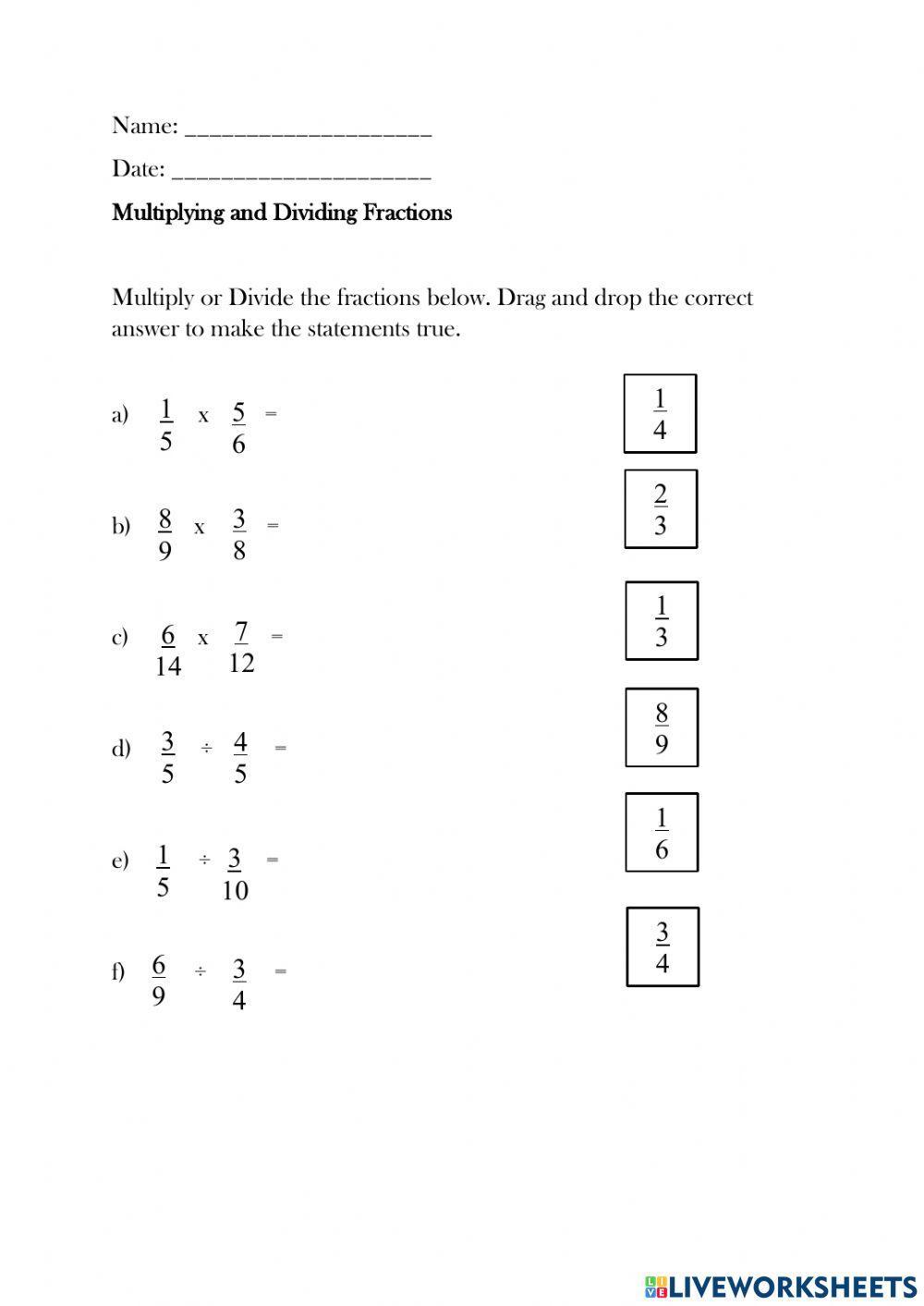 Multiplying and Dividing Fractions