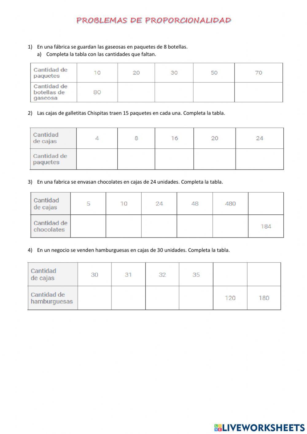 Problemas de proporcionalidad