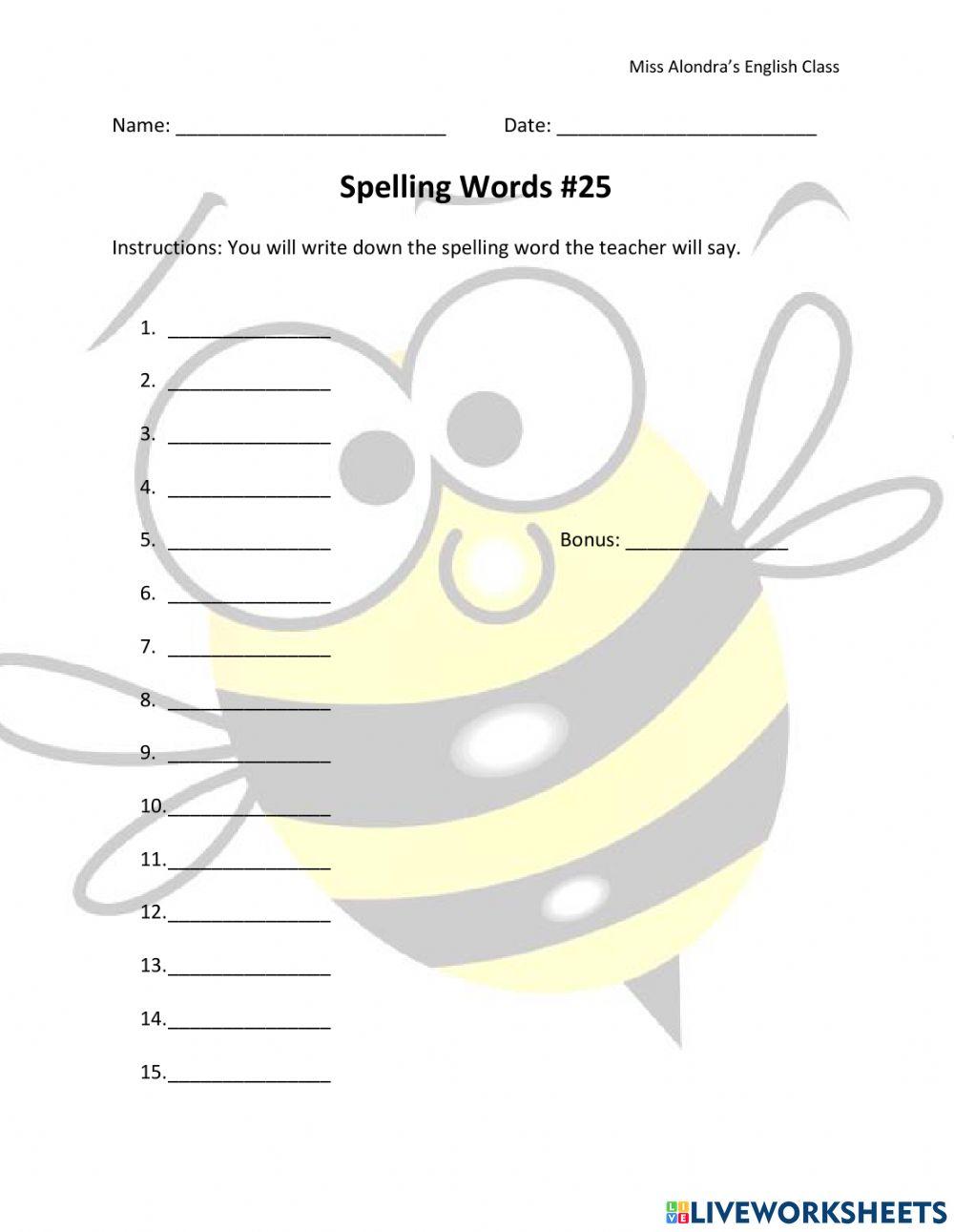 Spelling Exam -25