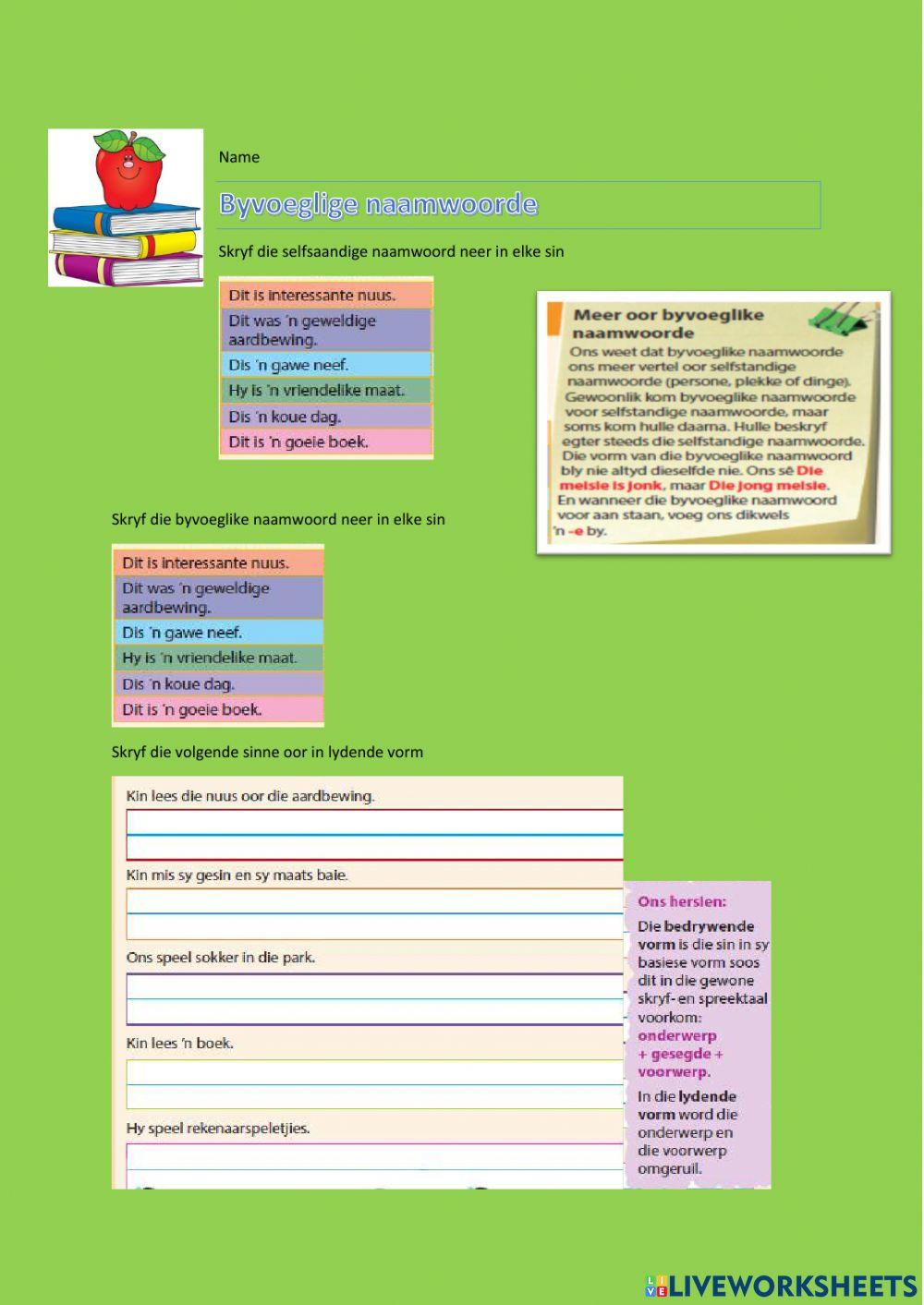 Byvoeglikke naamwoorde