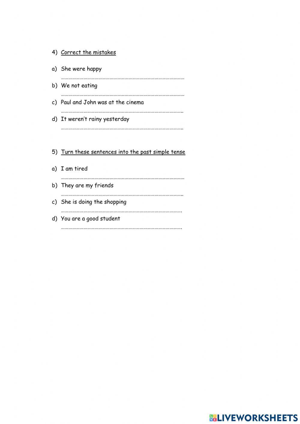 Past simle exam verb to be