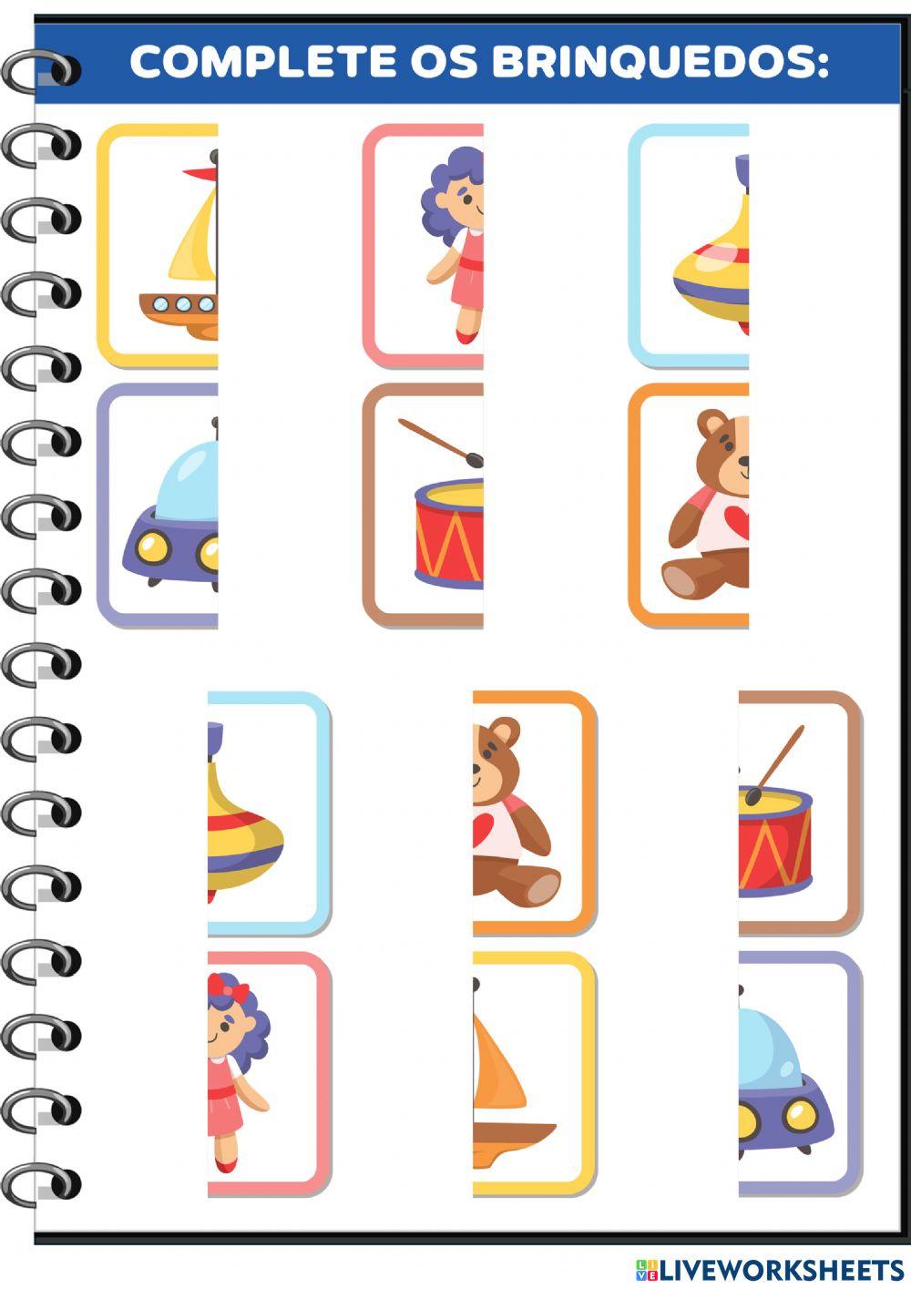 Complete os brinquedos