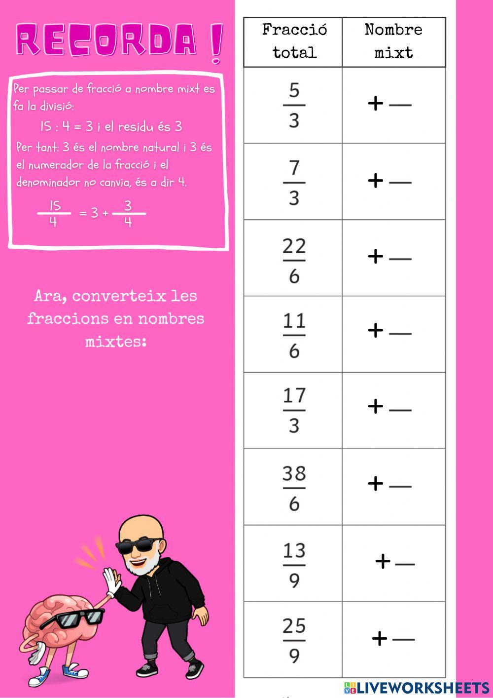 Calcular nombres mixtes