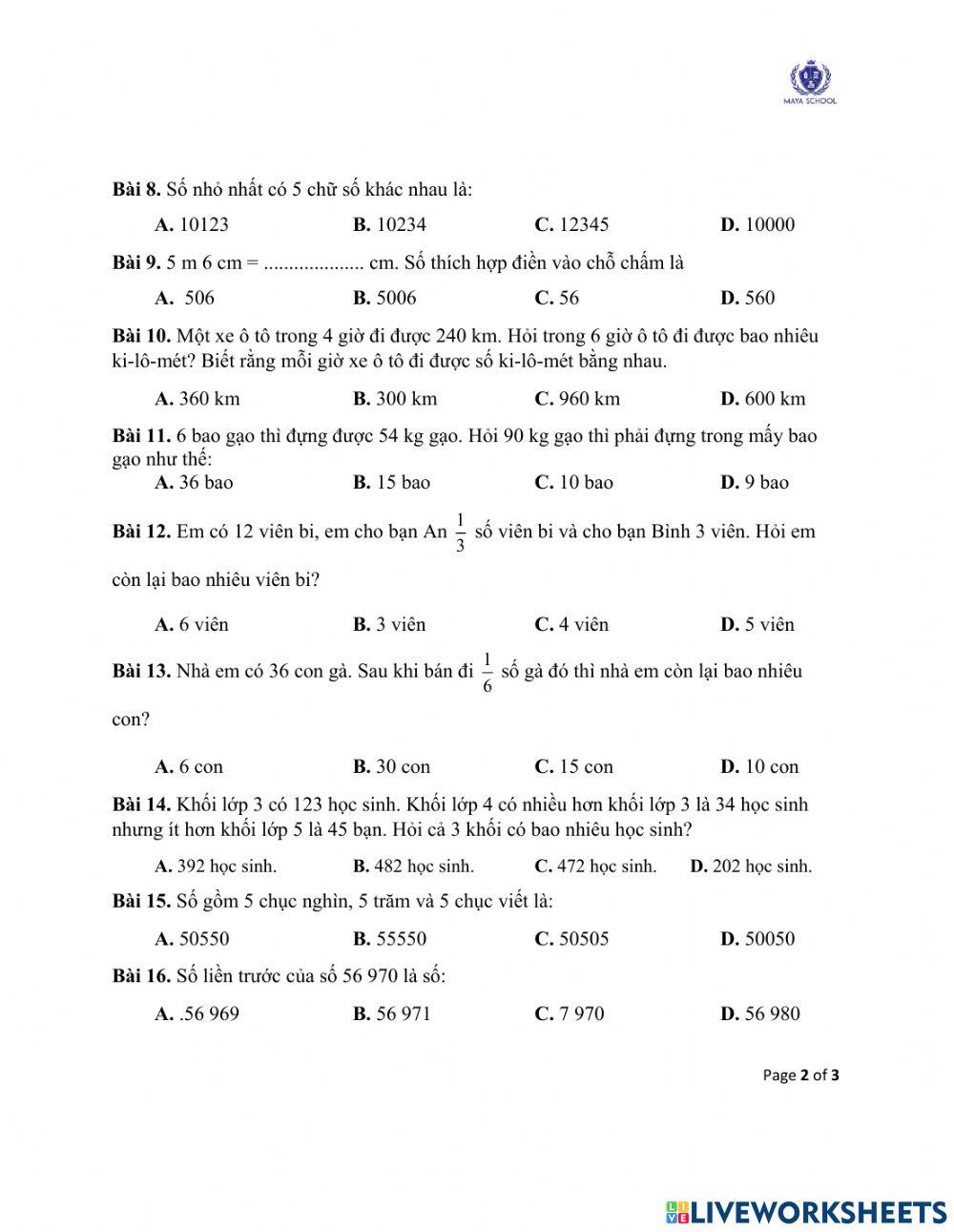 Toán 3 - 31.05 - 04.06.2021 - Ôn tập cuối năm