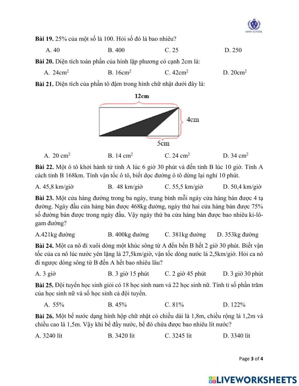 Toán 5 - 31.05 - 04.06.2021 - Ôn tập cuối năm