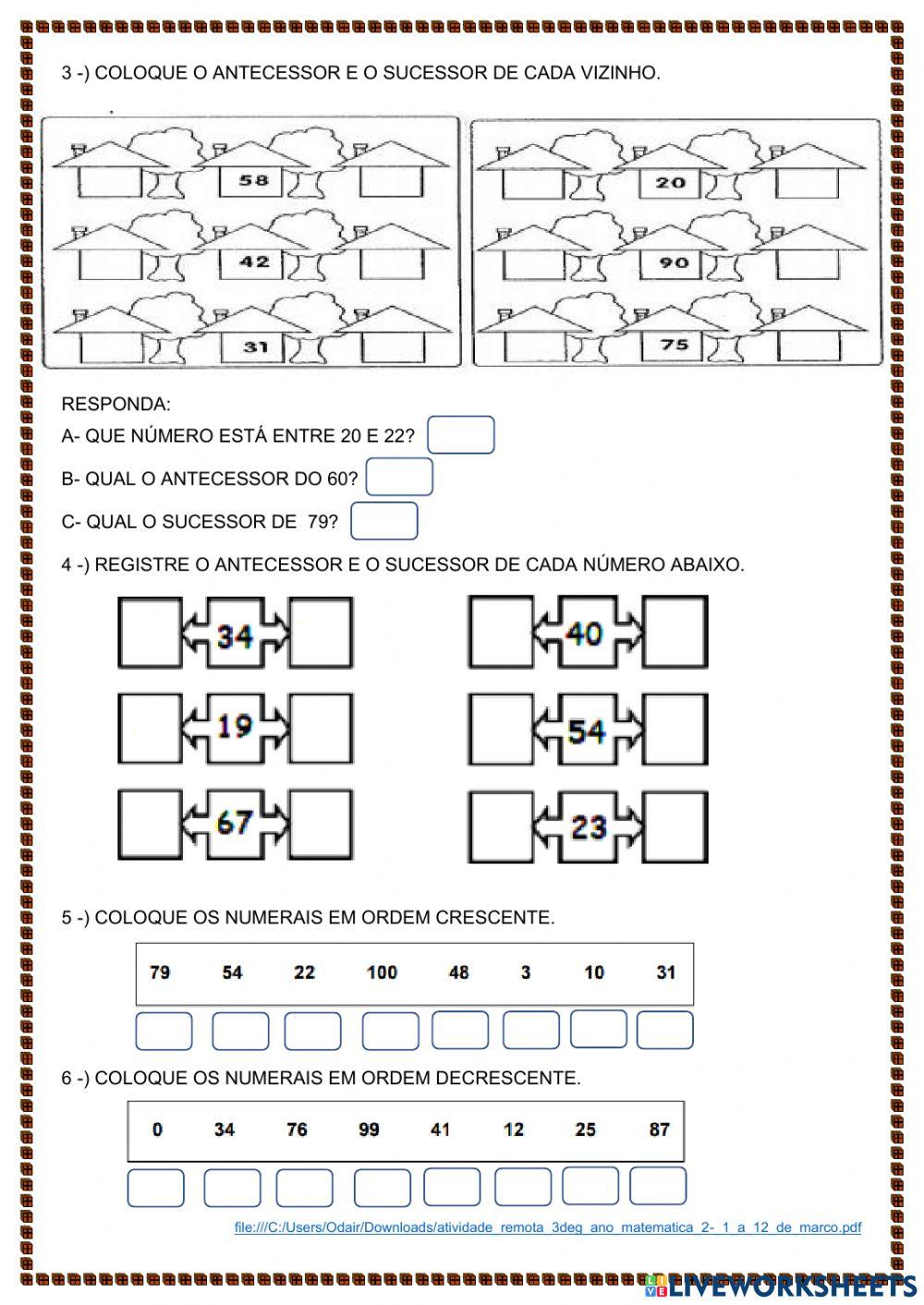 Antecessor e Sucessor