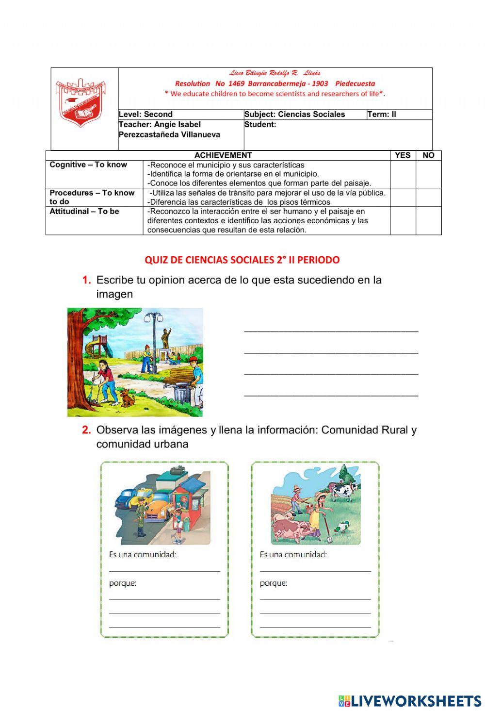 Quiz de ciencias sociaes 1°