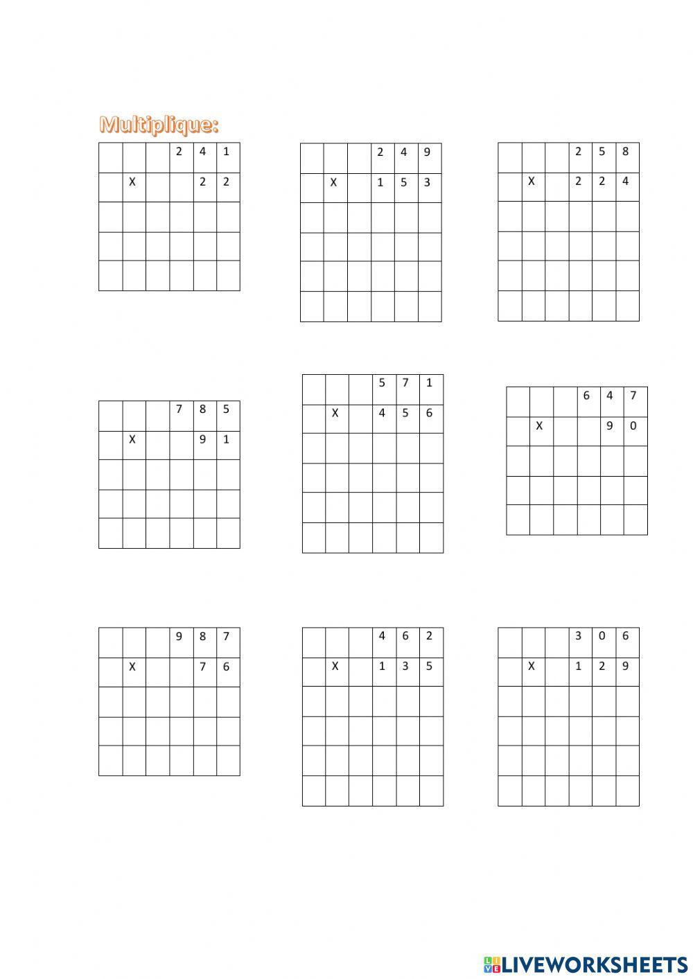 Multiplicaciones por dos y tres cifras