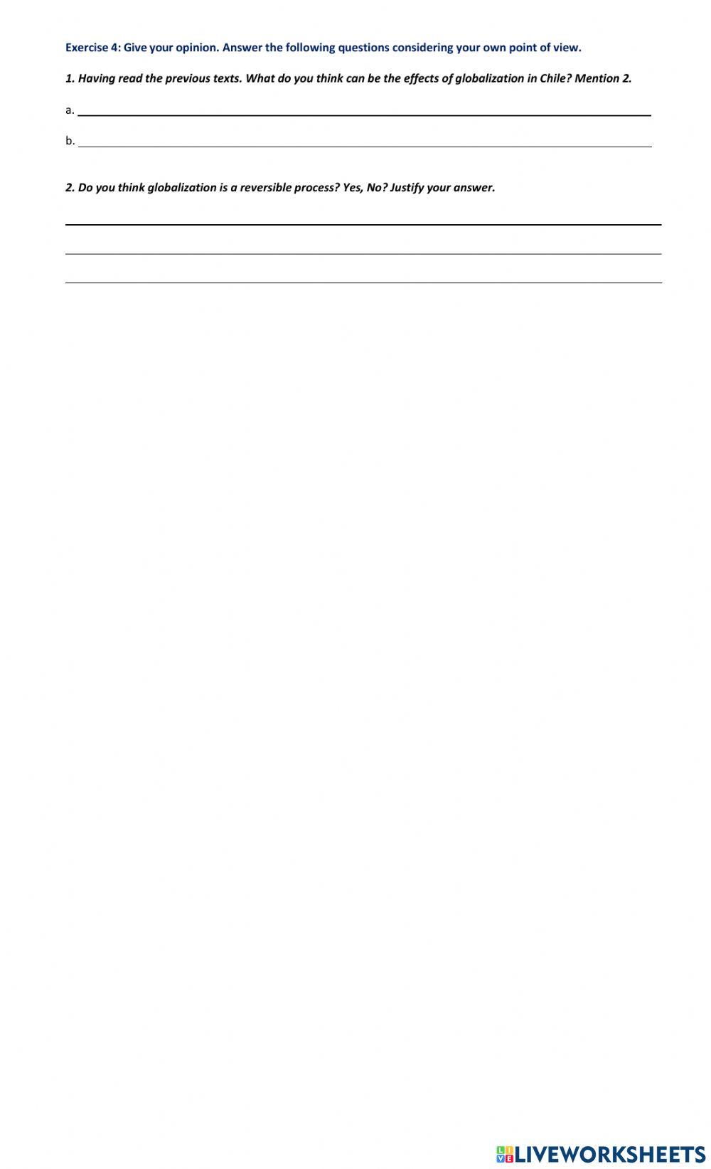 WORKSHEET N° .       UNIT 1: GLOBALIZATION AND COMMUNICATION.GLOBALIZATION EFFECTS. 