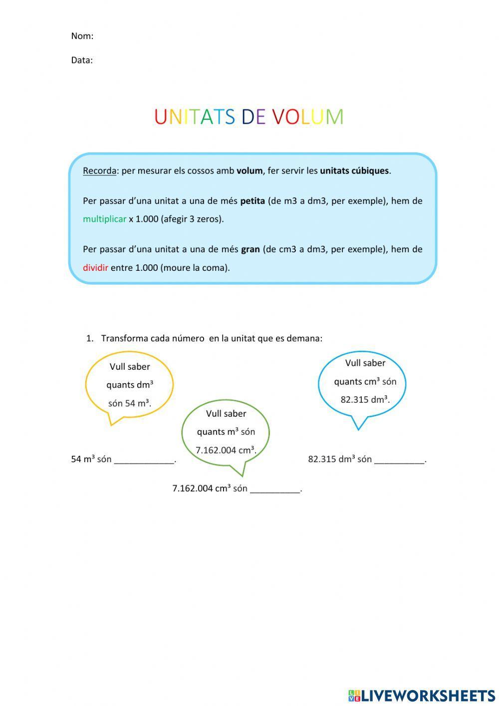 Unitats de volum