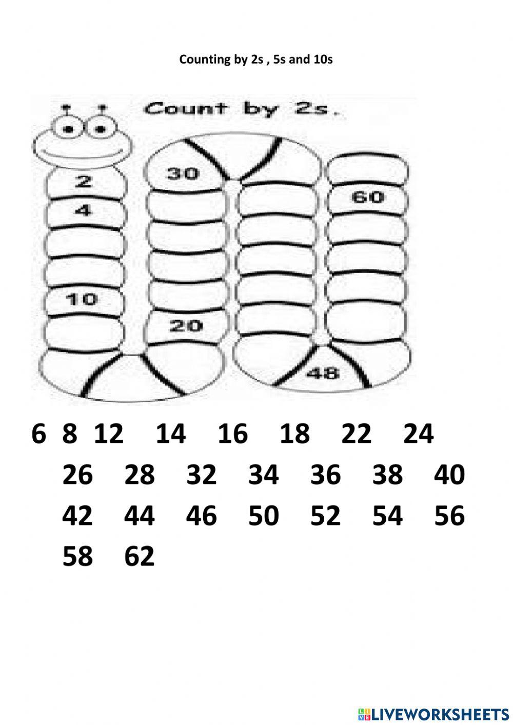 Counting by 2s, 5s, 10s online exercise for Live Worksheets