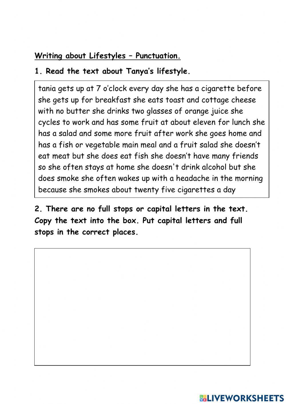 Life Styles- Punctuation