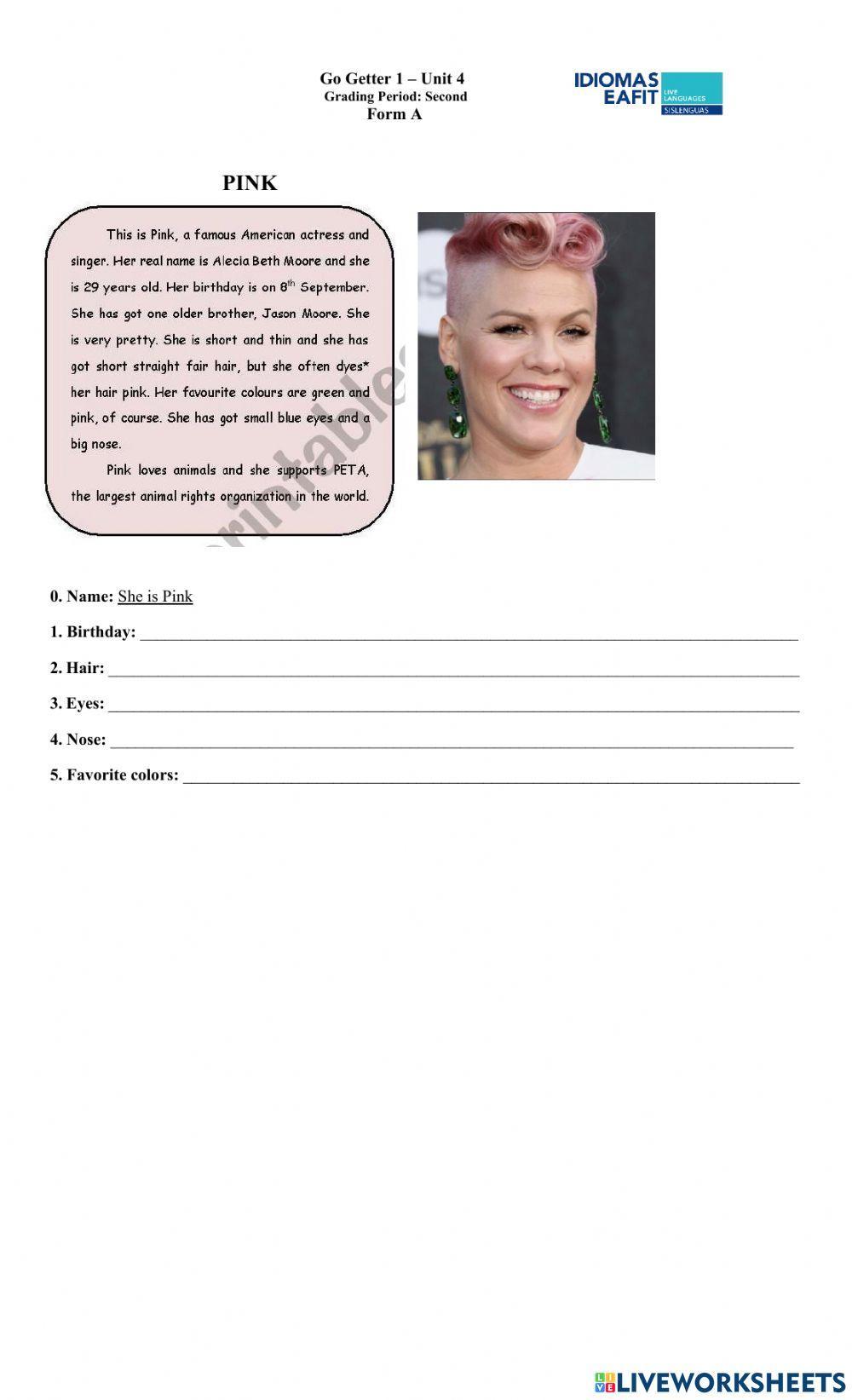 Go Getter 1 – Unit 4  Grading Period: Second