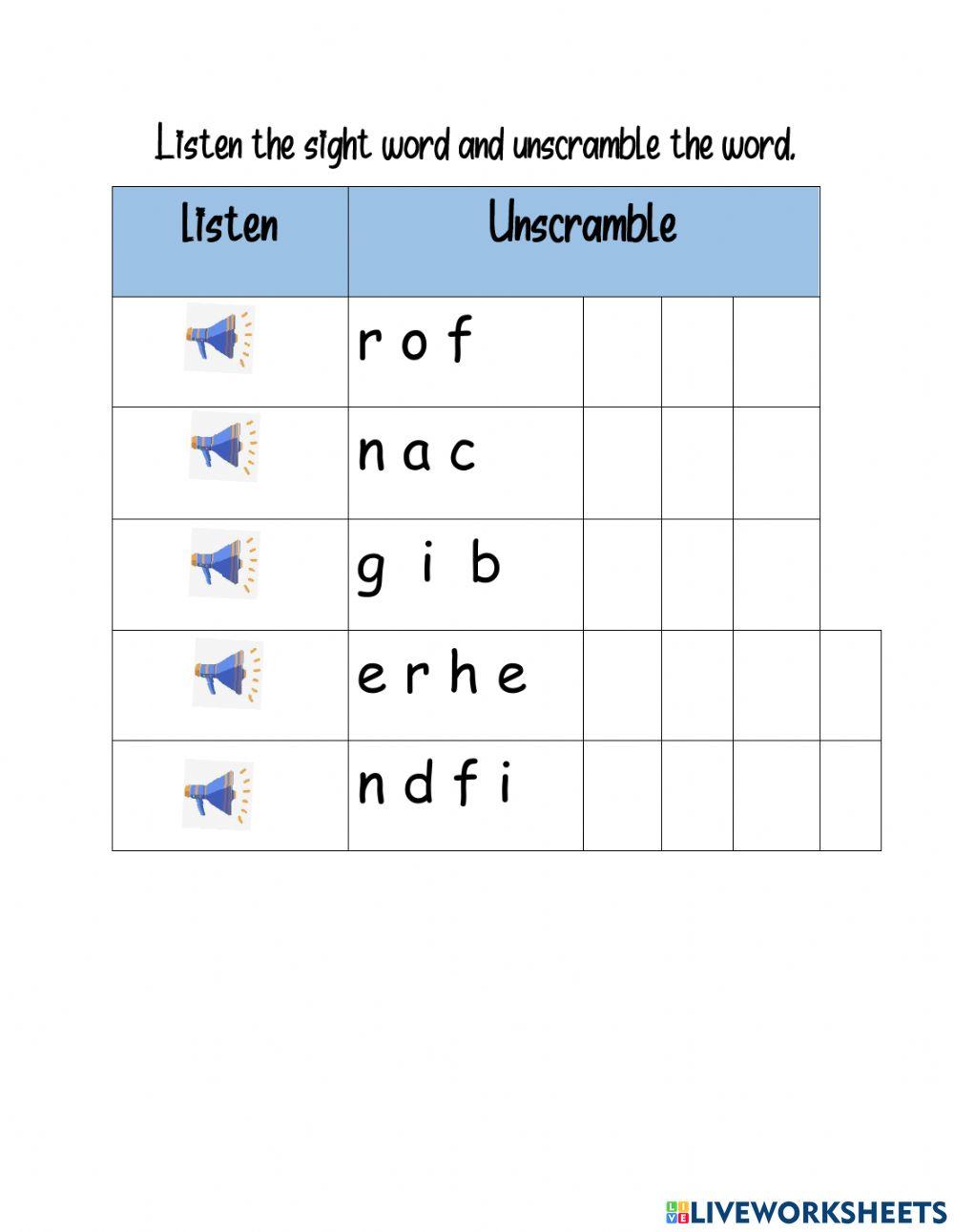 Sight words