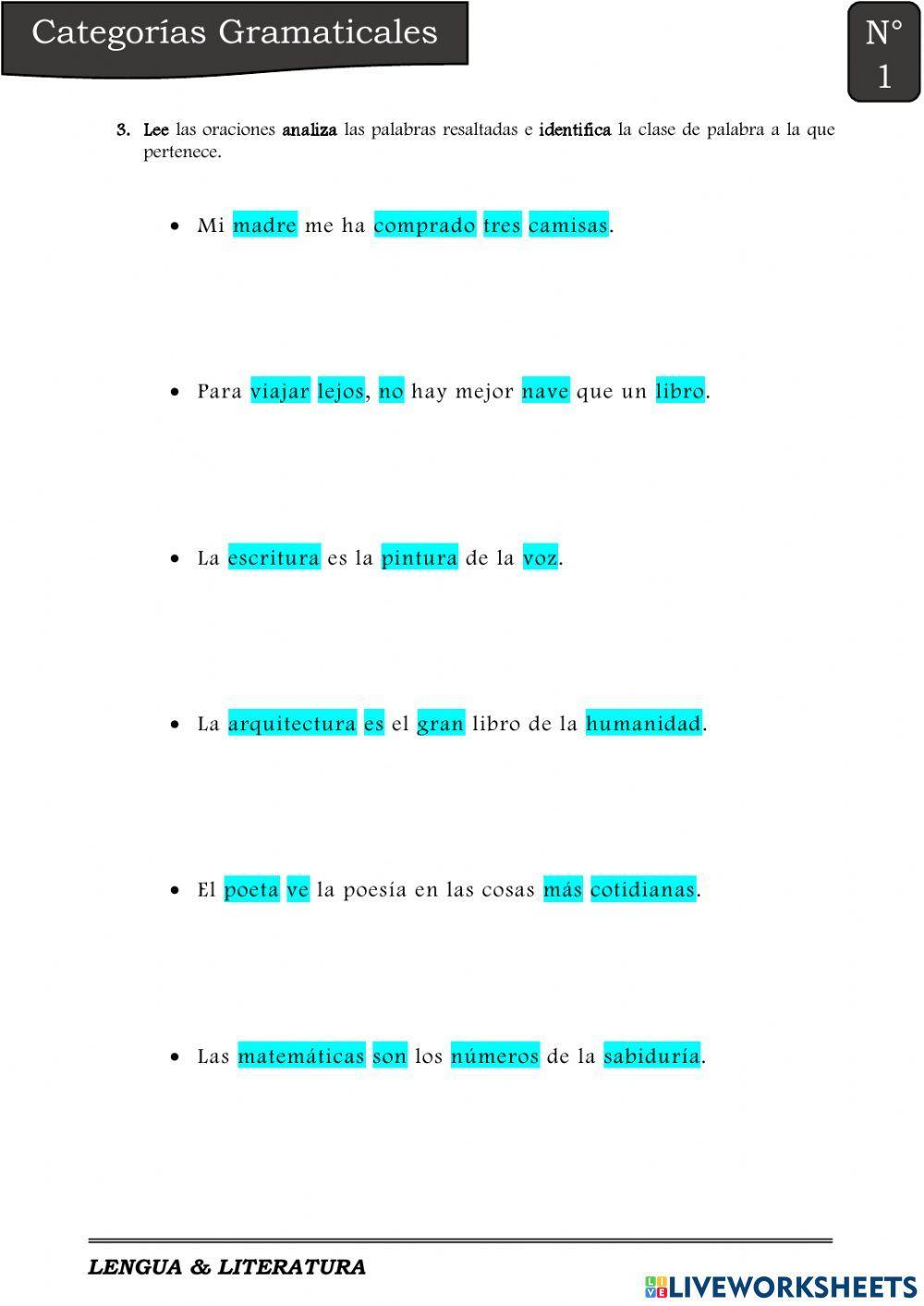 Categorías Gramaticales