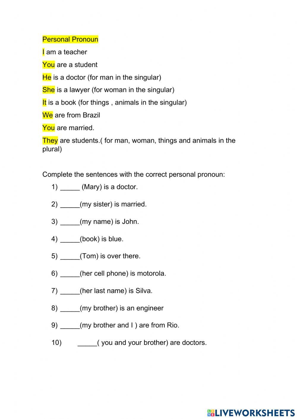 Personal pronouns