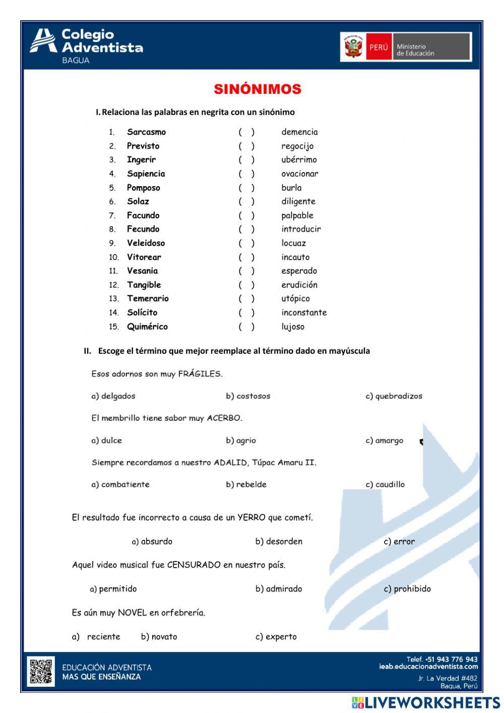 Sinonimia contextual y antónimos