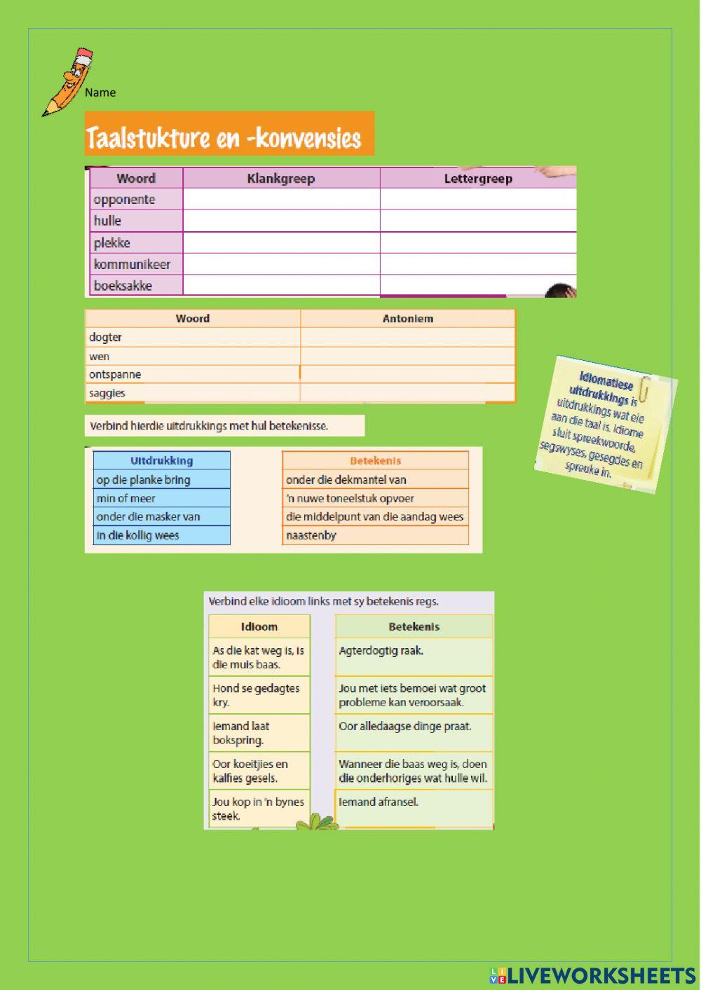 Taal stuktuur en konvensies