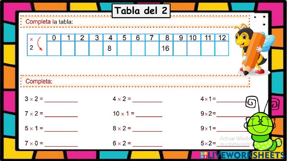 Tabla del 2