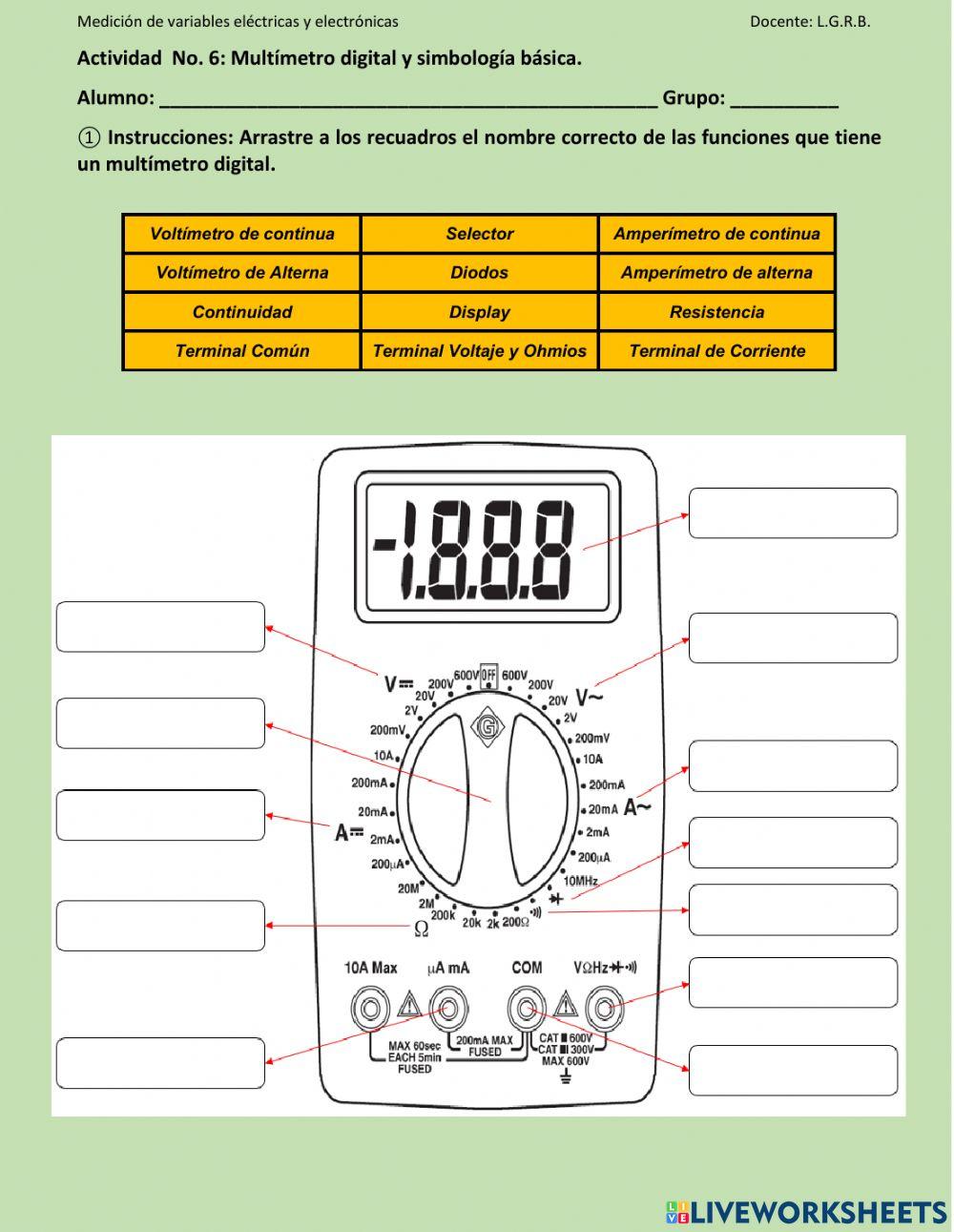 Multímetro digital y símbolos básicos