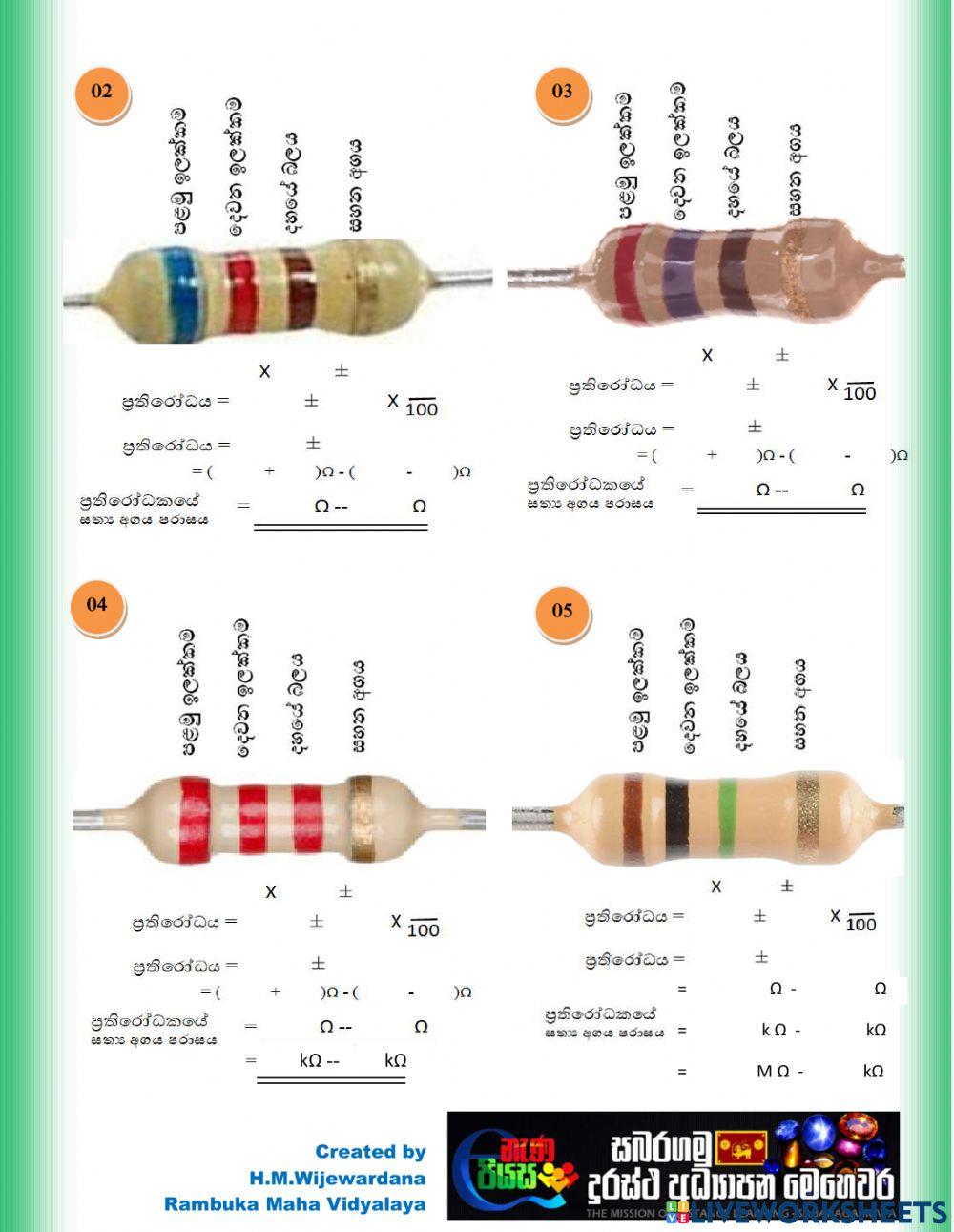ප්‍රතිරෝධක වර්ණ කේත
