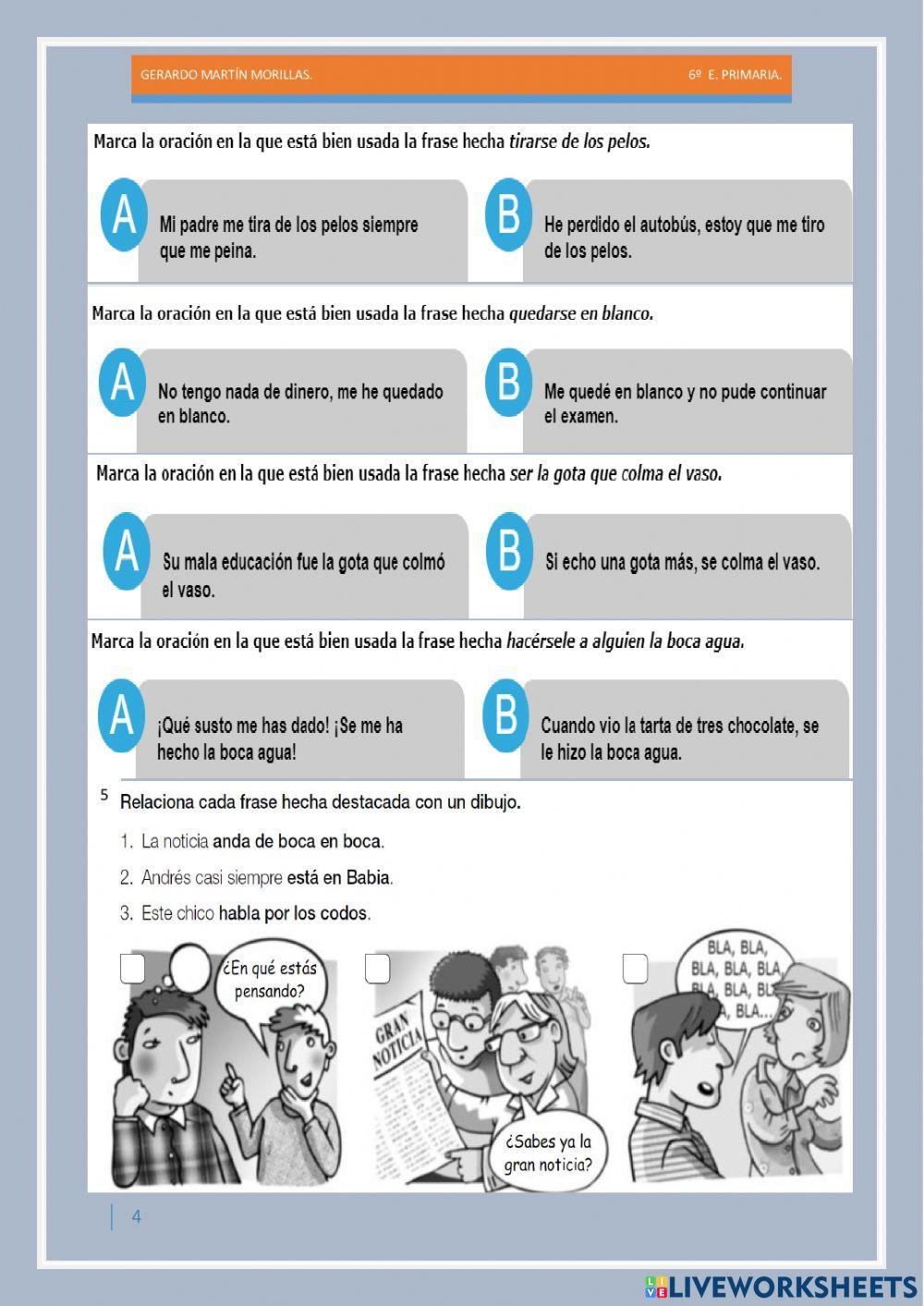 Taller de vocabulario. Ficha 12.