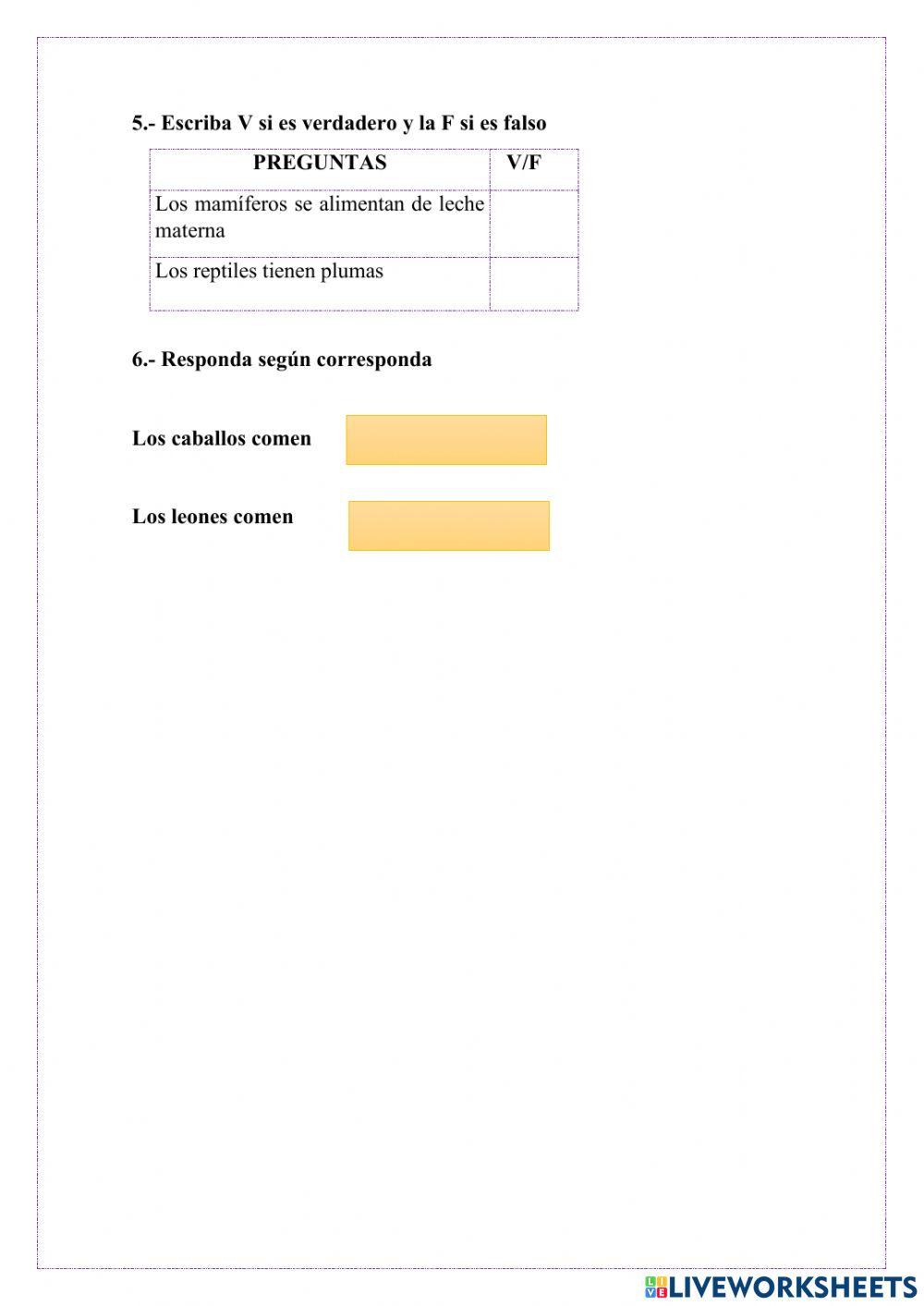 Clasificacion de los animales