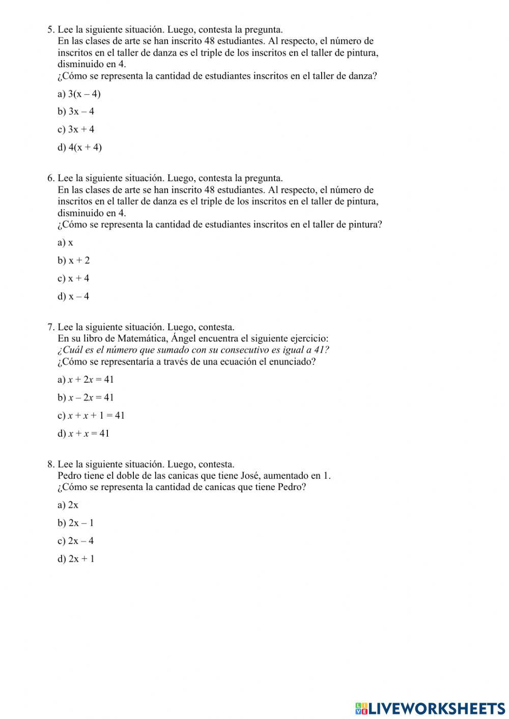 Ecuaciones de primer grado ( problemas).