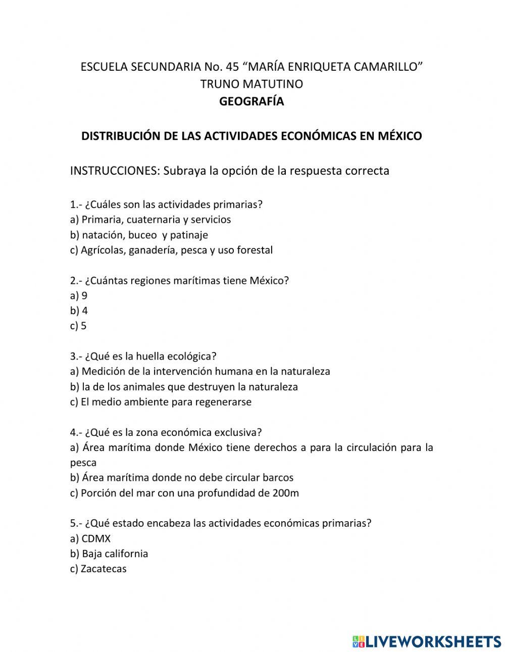 Actividades primarias en México