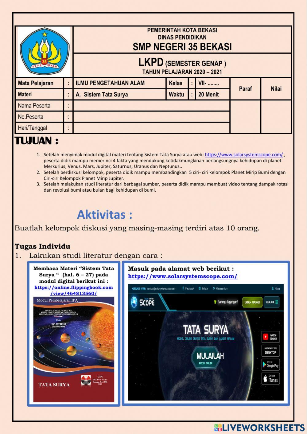 LKPD RPP 1 - Sistem Tata Surya