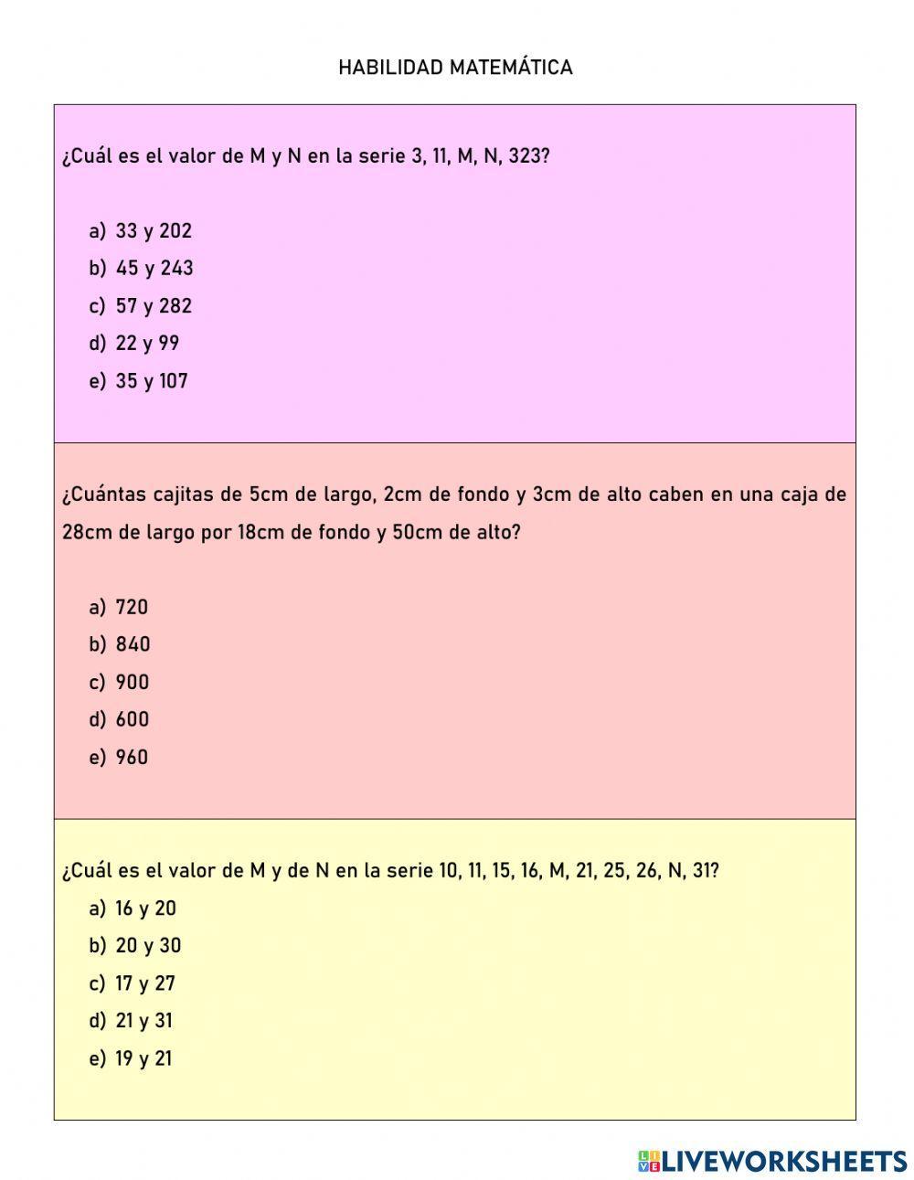 Habilidad matemática 4