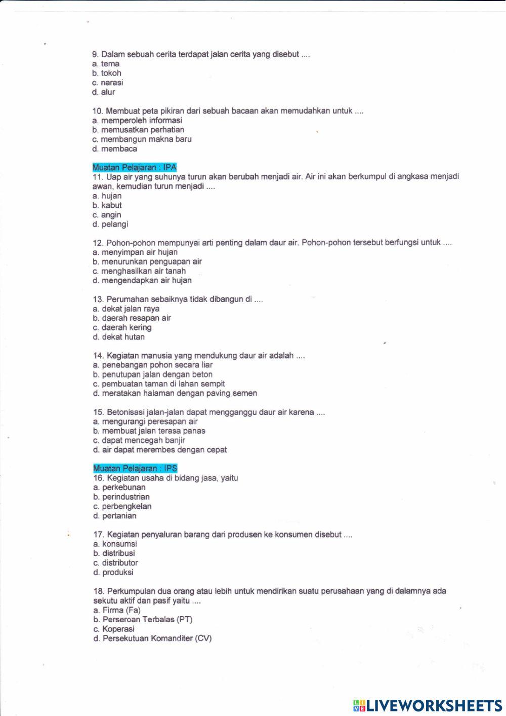 Tugas Latihan PAT Tema 8 Kelas 5 Semester 2