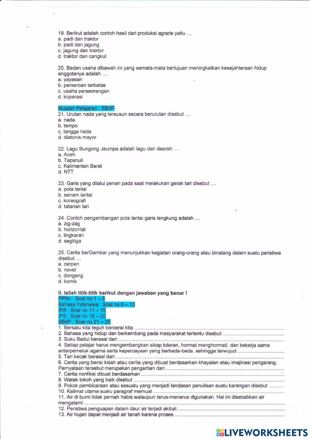 Tugas Latihan PAT Tema 8 Kelas 5 Semester 2