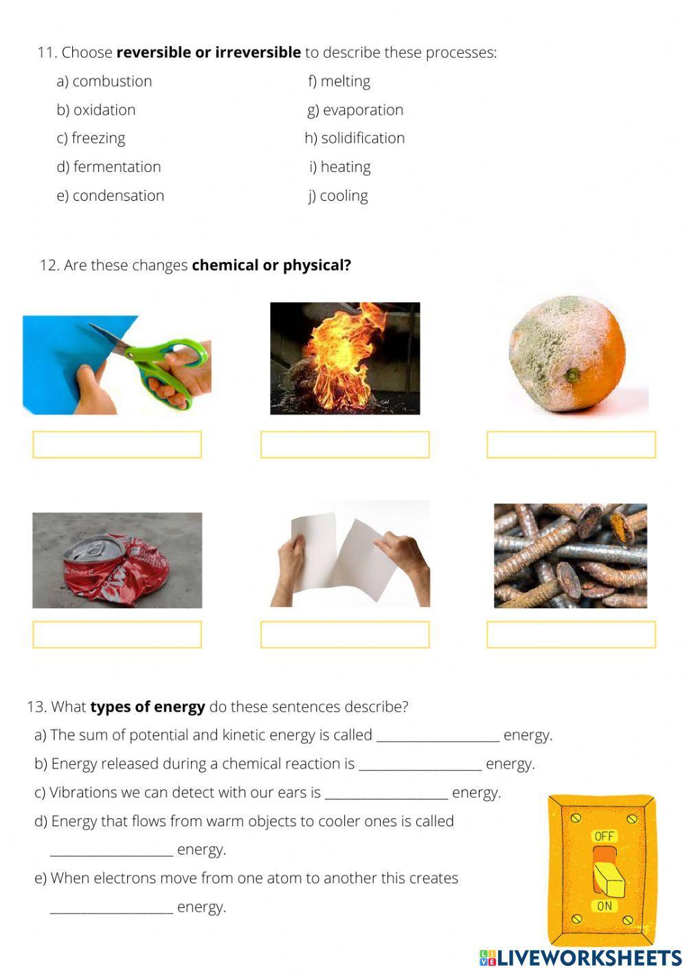 Natural Science, Unit 5: MATTER AND ENERGY, exam (part 2)