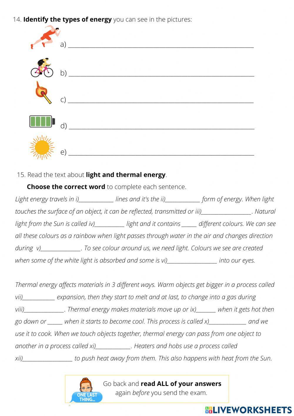 Natural Science, Unit 5: MATTER AND ENERGY, exam (part 2)